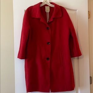 Anthropologie red overcoat. Elevenses. Tomato red